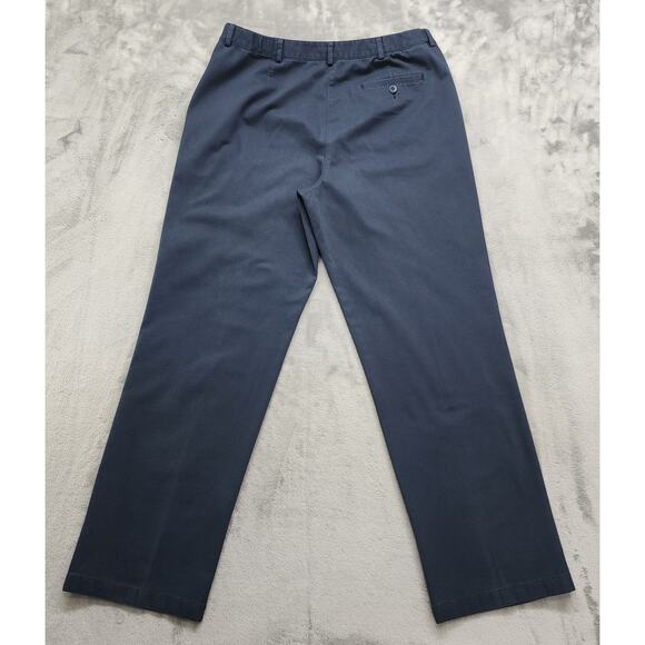 LL Bean Pants Womens 16 Blue Classic Fit Cotton High Rise Straight Leg Trousers - Picture 2 of 12